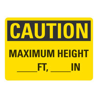 Lavex 14" x 10" Non-Reflective Aluminum "Caution / Maximum Height / (Blank) Ft, (Blank) In" Safety Sign