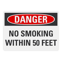 Lavex Non-Reflective Plastic "Danger / No Smoking Within 50 Feet" Safety Sign