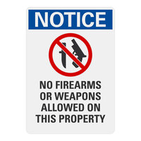 Lavex 10" x 7" Engineer-Grade Reflective Adhesive Vinyl "Notice / No Firearms Or Weapons Allowed On This Property" Safety Label