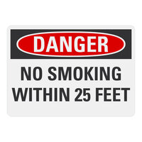 Lavex Non-Reflective Plastic "Danger / No Smoking Within 25 Feet" Safety Sign