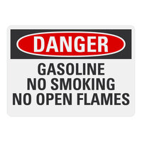 Lavex 14" x 10" Engineer-Grade Reflective Adhesive Vinyl "Danger / Gasoline / No Smoking / No Open Flames" Safety Label