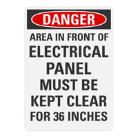 Lavex Non-Reflective Plastic "Danger / Area In Front Of Electrical Panel Must Be Kept Clear For 36 Inches" Safety Sign