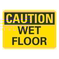 Lavex 10" x 7" Engineer-Grade Reflective Aluminum "Caution / Wet Floor" Safety Sign