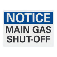 Lavex Non-Reflective Plastic "Notice / Main Gas Shut-Off" Safety Sign