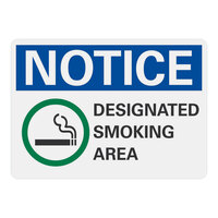 Lavex 14" x 10" Non-Reflective Plastic "Notice / Designated Smoking Area" Sign with Smoking Symbol