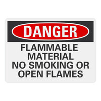 Lavex 14" x 10" Engineer-Grade Reflective Aluminum "Danger / Flammable Material / No Smoking Or Open Flames" Safety Sign