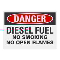 Lavex 14" x 10" Engineer-Grade Reflective Adhesive Vinyl "Danger / Diesel Fuel / No Smoking / No Open Flames" Safety Label