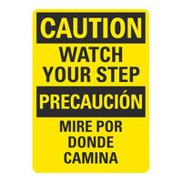 Lavex 14" x 10" Non-Reflective Plastic Bilingual "Caution / Watch Your Step" Safety Sign