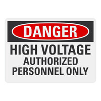 Lavex 14" x 10" Engineer-Grade Reflective Adhesive Vinyl "Danger / High Voltage / Authorized Personnel Only" Safety Label