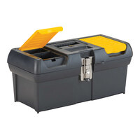Stanley Series 2000 16" x 8 5/16" x 7 1/8" Black / Yellow Toolbox with 4 Compartments and 1 Tray 016013R