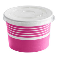 Choice 4 oz. Pink Paper Frozen Yogurt / Food Cup with Flat Lid - 50/Case