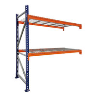 Interlake Mecalux 48" x 42" x 120" Blue / Orange Heavy-Duty Bolted Teardrop Pallet Rack Add-On with Wire Deck 3141204227E48AW - 2,700 lb. Individual Shelf Capacity