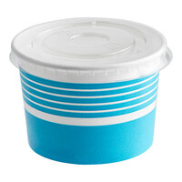 Choice 4 oz. Blue Paper Frozen Yogurt / Food Cup with Flat Lid - 50/Case