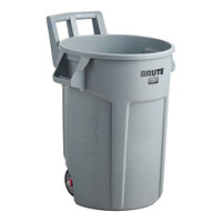 Rubbermaid BRUTE 2179403 32 Gallon Wheeled Round Gray Trash Can