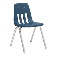 Virco 9000 Series 9018 18 3/4" x 21 1/2" x 30 5/8" Set of 8 Navy Stackable Student Chairs