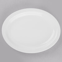 Libbey Porcelana 9 3/4" x 7 3/8" Bright White Oval Narrow Rim Porcelain Platter - Sample