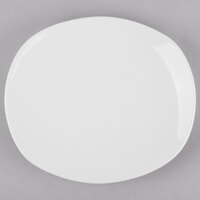 Libbey Porcelana 8" x 7" Bright White Oblong Porcelain Coupe Plate - Sample