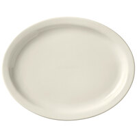 Libbey Porcelana Cream 13 1/2" x 11" Cream White Oval Narrow Rim Porcelain Platter - Sample