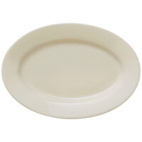 Libbey Porcelana Cream 10 1/4" x 7 1/8" Cream White Oval Wide Rim Rolled Edge Porcelain Platter - Sample