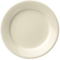 Libbey Porcelana Cream 10 1/2" Cream White Wide Rim Rolled Edge Porcelain Plate - Sample