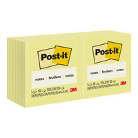 3M Post-It® 3" x 3" Canary Yellow 100 Sheet Sticky Note Pad - 12/Pack