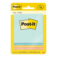 3M Post-It® 3" x 3" Marseille Collection 50 Sheet Assorted Pastel Color Sticky Note Pad - 4/Pack