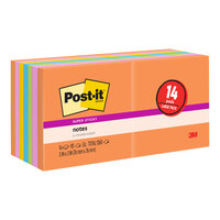 3M Post-It® 3" x 3" Energy Boost Collection 90 Sheet Assorted Bright Color Super Sticky Note Pad - 14/Pack