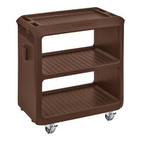 Cambro Service Cart PRO 31 1/4" x 18" x 34" Dark Brown 3-Shelf Beverage / Service Cart with 4 Swivel Casters SC225S131