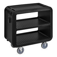 Cambro Service Cart PRO 37 1/2" x 22" x 37 1/4" Black 3-Shelf Beverage / Service Cart with 4 Swivel Casters SC230S110