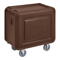 Cambro Service Cart PRO 37 1/2" x 22" x 37 1/4" Dark Brown 3-Shelf Beverage / Service Cart with Closed Side and 4 Swivel Casters SC330S131