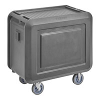 Cambro Service Cart PRO 37 1/2" x 22" x 37 1/4" Charcoal Gray 3-Shelf Beverage / Service Cart with Closed Side and 2 Rigid / 2 Swivel Casters SC330615