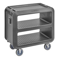 Cambro Service Cart PRO 37 1/2" x 22" x 37 1/4" Charcoal Gray 3-Shelf Beverage / Service Cart with 2 Rigid and 2 Swivel Casters SC230615