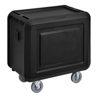 Cambro Service Cart PRO 37 1/2" x 22" x 37 1/4" Black 3-Shelf Beverage / Service Cart with Closed Side and 2 Rigid / 2 Swivel Casters SC330110