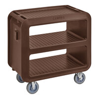 Cambro Service Cart PRO 37 1/2" x 22" x 37 1/4" Dark Brown 3-Shelf Beverage / Service Cart with 2 Rigid and 2 Swivel Casters SC230131