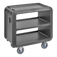 Cambro Service Cart PRO 37 1/2" x 22" x 37 1/4" Charcoal Gray 3-Shelf Beverage / Service Cart with 4 Swivel Casters SC230S615