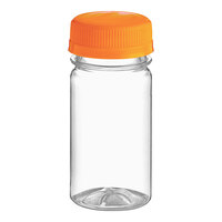 Captiva Containers 2.5 oz. Round PET Clear Energy Bottle with Orange Lid - 900/Case