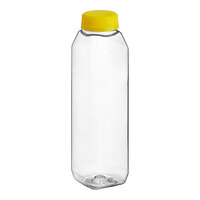 12 oz. Tall Square PET Clear Juice Bottle with Yellow Lid - 228/Case