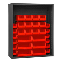 Durham Mfg 48" x 18" x 60" 12 Gauge Steel Enclosed Bin Rack with 30 Red Bins 5006-30-1795