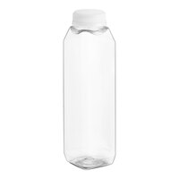 12 oz. Tall Square rPET Clear Juice Bottle with Clear Lid - 228/Case