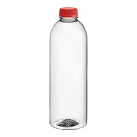 Captiva Containers 32 oz. Round PET Clear Juice Bottle with Red Lid - 92/Case