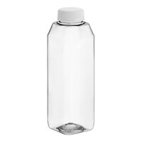 Captiva Containers 16 oz. Tall Square PET Clear Juice Bottle with White Lid - 160/Case