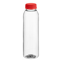 Captiva Containers 12 oz. Round PET Clear Juice Bottle with Red Lid - 210/Case