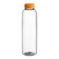 Captiva Containers 16 oz. Round rPET Clear Juice Bottle with Orange Lid - 186/Case