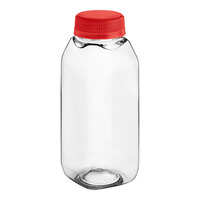 Captiva Containers 8 oz. Tall Square PET Clear Juice Bottle with Red Lid - 320/Case