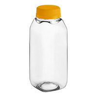 Captiva Containers 8 oz. Tall Square PET Clear Juice Bottle with Orange Lid - 320/Case