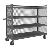 Durham Mfg 30" x 72" 14 Gauge Steel 4-Shelf 3-Sided Mesh Truck with 6" Phenolic Casters - 3,000 lb. Capacity 3ST-EX3072-4-95