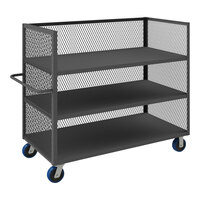 Durham Mfg 30" x 60" 14 Gauge Steel 3-Shelf 3-Sided Mesh Truck with 6" Polyurethane Casters - 3,600 lb. Capacity 3ST-EX3060-3-6PU-95