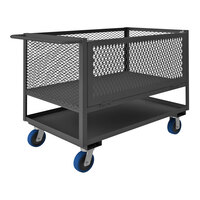 Durham Mfg 30" x 48" 14 Gauge Steel Box Truck with 4-Sided Mesh Shelf and Drop Gate - 2,000 lb. Capacity 4STEDG-EX-3048-6PU-95