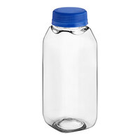 Captiva Containers 8 oz. Tall Square PET Clear Juice Bottle with Blue Lid - 320/Case