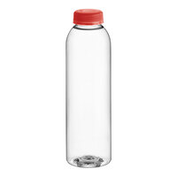 Captiva Containers 16 oz. Round PET Clear Juice Bottle with Red Lid - 186/Case